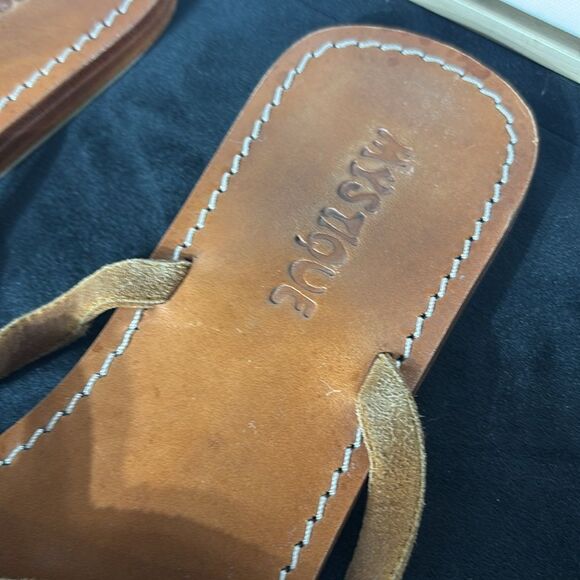 Mystique women’s 9 Liguria sandals blue leather beaded starfish summer - Picture 2 of 4